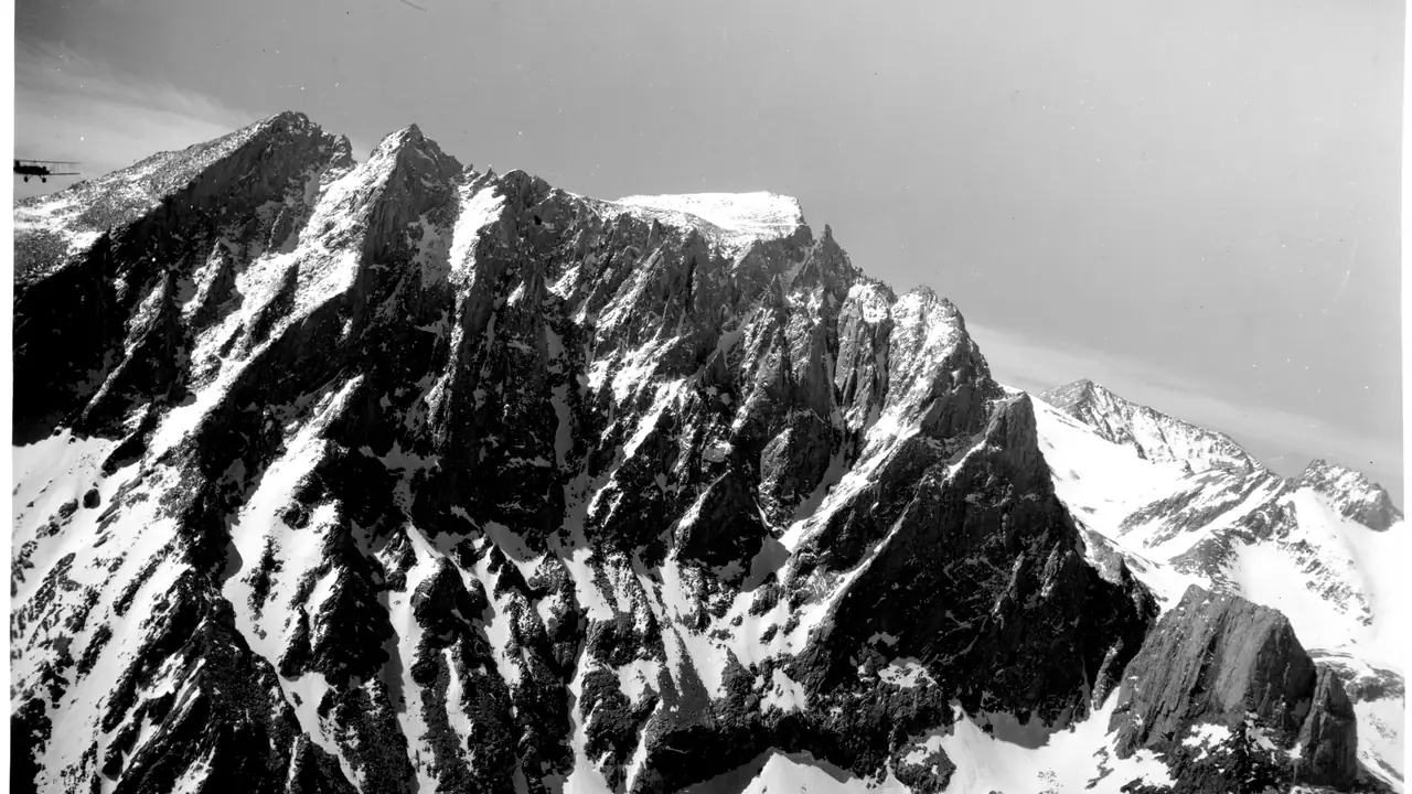Aerial view of Mount Whitney in the Sierra Nevada.